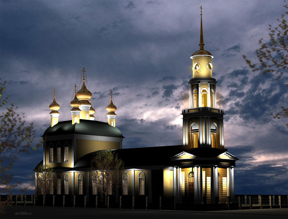 Архитектурная подсветка Ахтырского собора в Орле. Трехмерная визуализация
