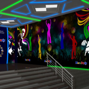 Дизайн интерьера фойе развлекательного комплекса ГриНН в Орле. Трехмерная визуализация