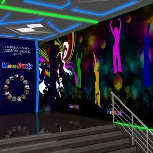 Дизайн интерьера фойе развлекательного комплекса ГриНН в Орле. Трехмерная визуализация