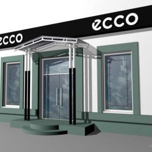 Дизайн рекламного оформления экстерьера магазина ECCO в Орле