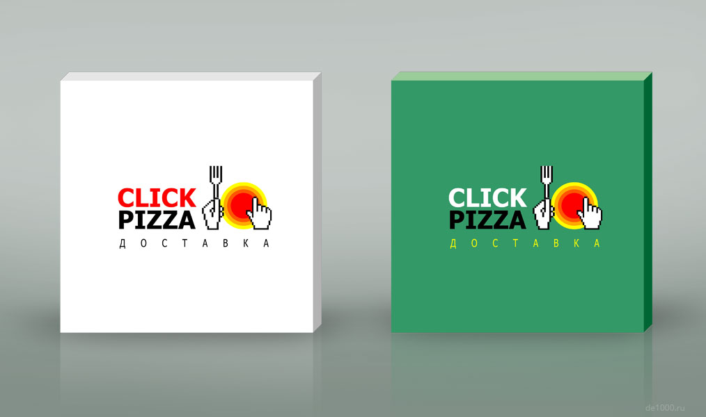Клик-пицца. Логотип, фирменный стиль, дизайн упаковки